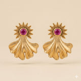 Gold Floral Statement Earrings