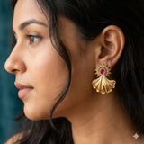 Gold Floral Statement Earrings