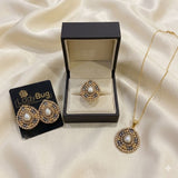 gold-plated pendant set with white pearls lb 511