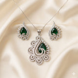 Rhodium plated with zircon pendant set