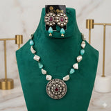 Mala set sapphire stone and white pearls LB-856