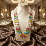 Double layers mala marble stone with multi-color