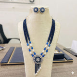 Mala Set Blue Stone With White Pearls lb-611