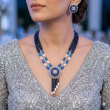 Mala Set Blue Stone With White Pearls lb-611