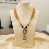 Long Mother pearl Mala with Champagne Stones
