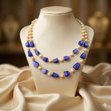Sapphire Mala with Pearls, Double Layers (LB-542)