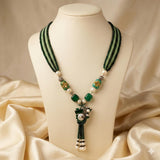 Emerald and Mint Colour Mala with Mother Pearls
