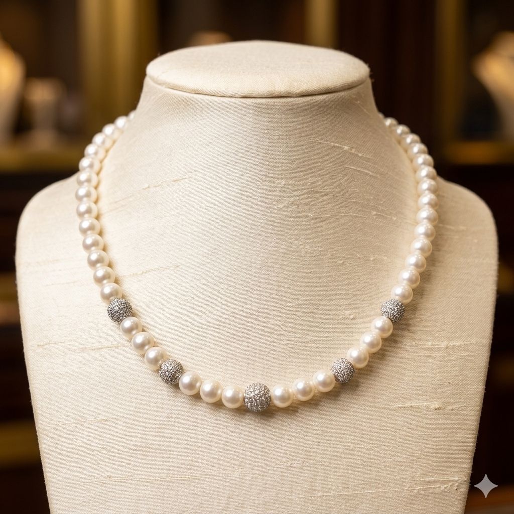 Freshwater pearls neckline and earrings