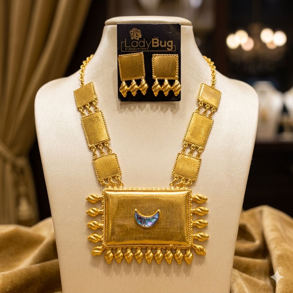 Gold Plated Mala Necklace – Indian Wear – Necklace by Ladybug