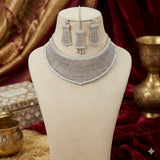Rhodium-plated necklace set with Ad Zircon in Grey color