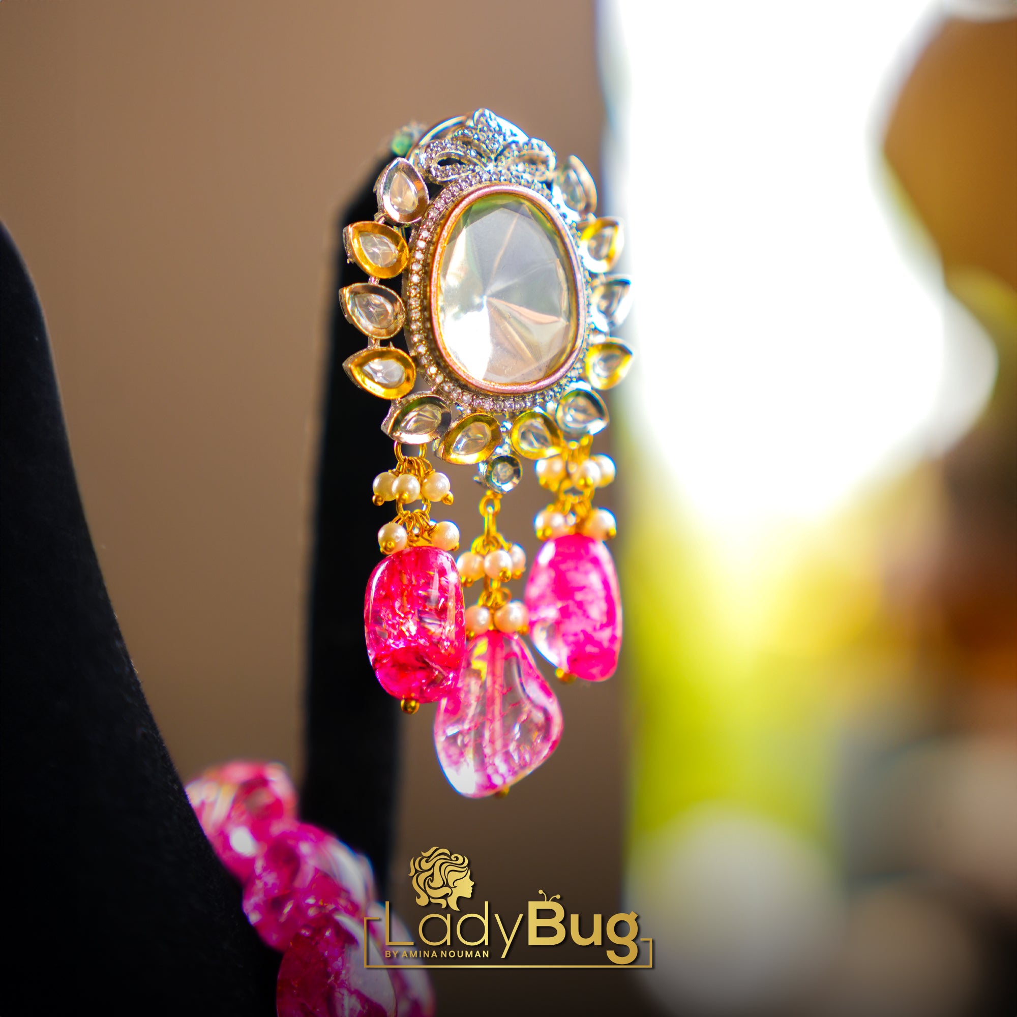 Indian Sheesha Kundan Earrings